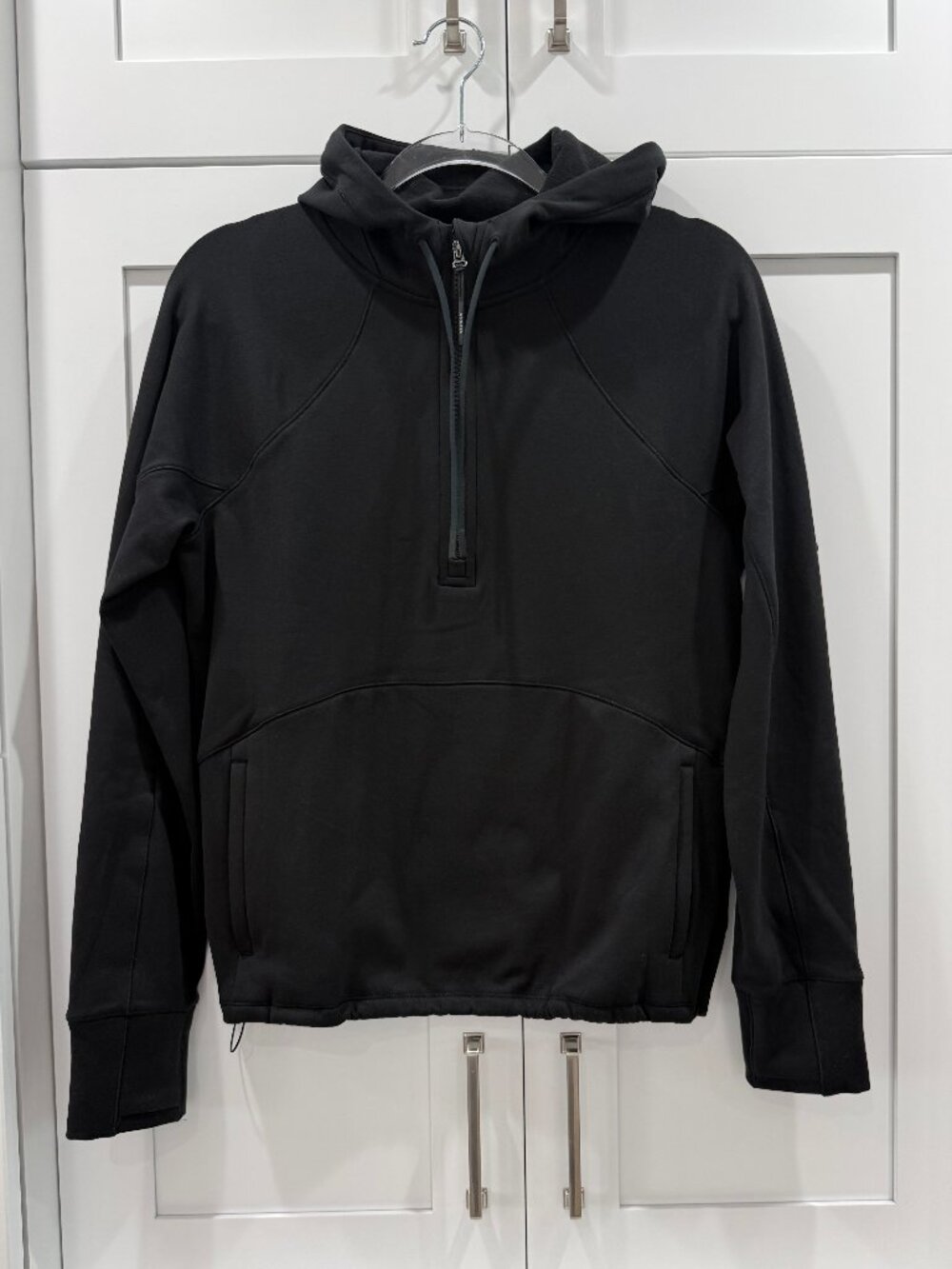 Athleta Unstoppable Fleece-Lined-Half-Zip Hoodie – Black – Small Petite